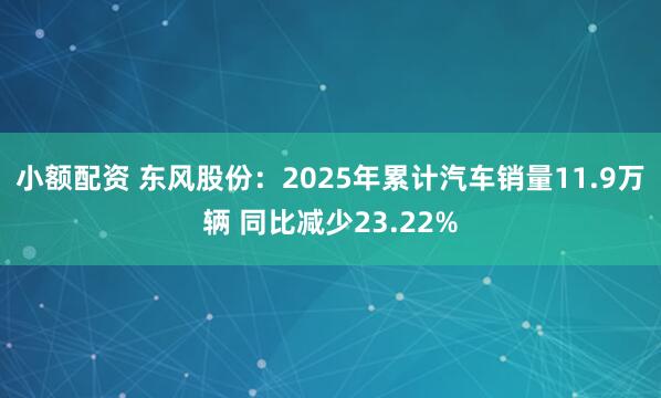 小额配资 东风股份：2025年累计汽车销量11.9万辆 同比减少23.22%