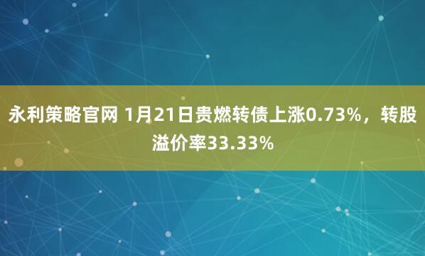 永利策略官网 1月21日贵燃转债上涨0.73%，转股溢价率33.33%