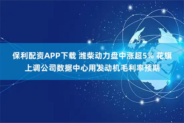 保利配资APP下载 潍柴动力盘中涨超5% 花旗上调公司数据中心用发动机毛利率预期